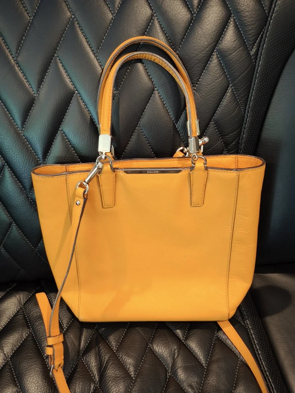 Coach Orange Leather Tote Bag